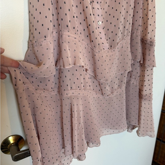 NWOT Free People Intimately Tie Strap Top in Pink with Black Polka Dots in Large - Picture 3 of 6